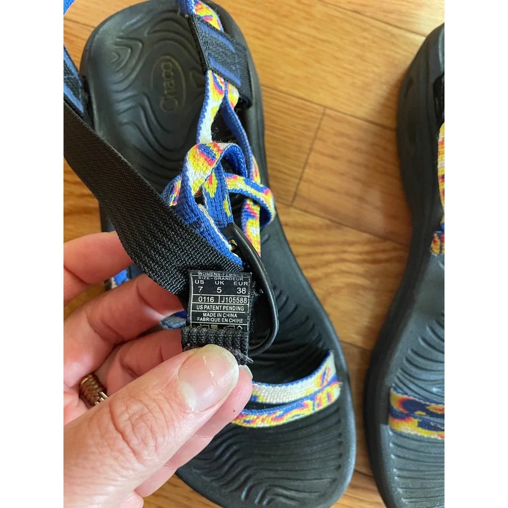 Chaco Z Cloud Womens 7 Multi Color Strappy Sport Sandals J105588 Blue Yellow